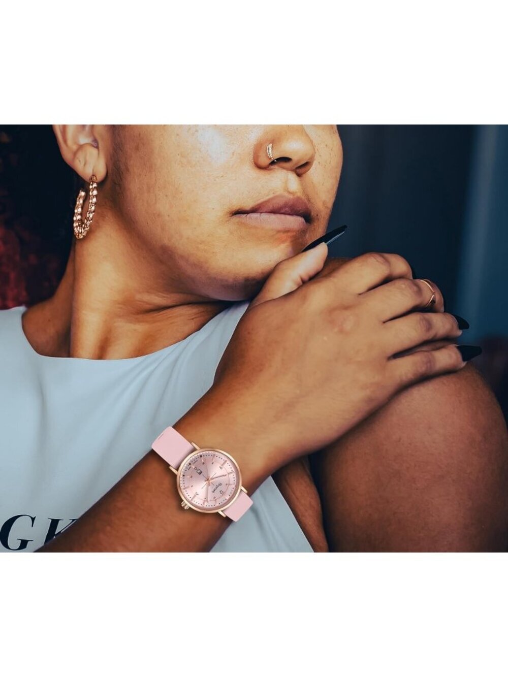 Women's All Pink Analog Quartz Silicone Band Calendar Date Display Wrist Watch - Picture 6 of 6